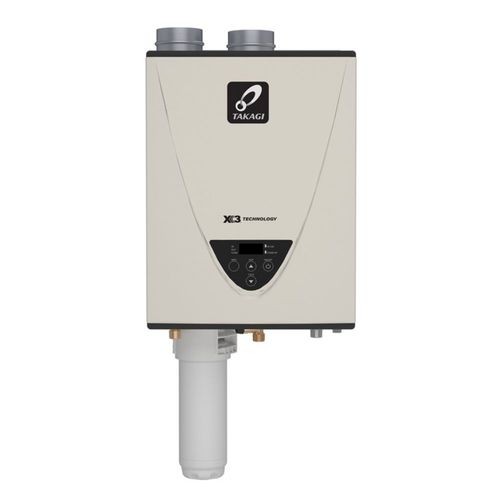 Takagi TK-240X3-NIH Natural Gas Tankless Water Heater w/ X3 Scale  Prevention Technology, Indoor, 6.6 GPM