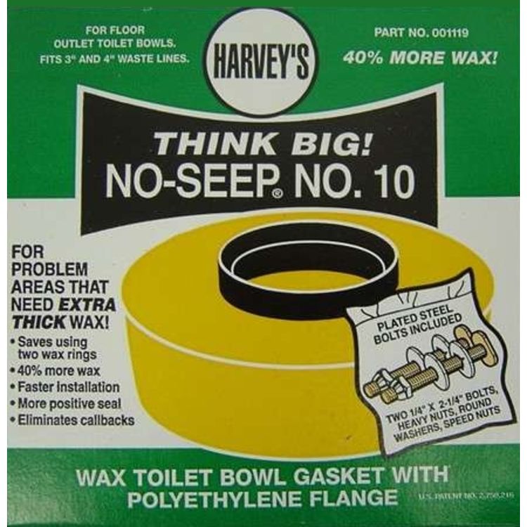 NoSeep 10 Toilet Gasket Wax Ring with Bolts PlumbersStock